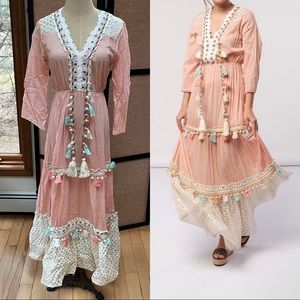 Pastel Tasseled Ruffled Maxi Dress